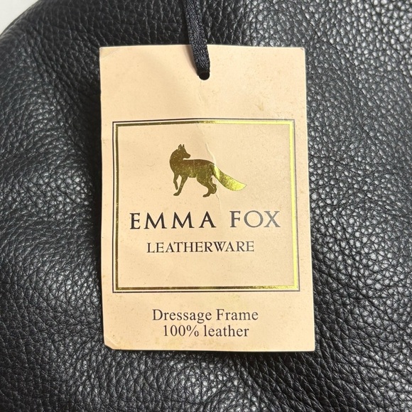EMMA FOX Dressage Frame Kiss-Lock Black Leather Satchel Vibrant Cotton Interior - Picture 15 of 16